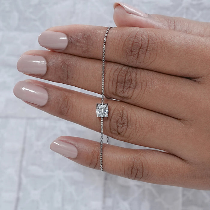 Cushion Cut Lab Grown Diamond Solitaire Bracelet