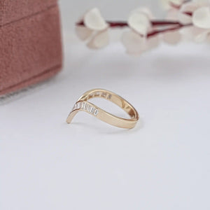 V Shaped Baguette Diamond Ring