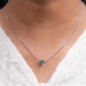 Blue Heart Cut Lab Grown Diamond Solitaire Pendant