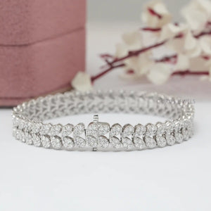 Round Lab Diamond Clustered Tennis Bracelet