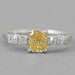 front view of canary yellow cushion-cut lab diamond 5-stone colored wedding band