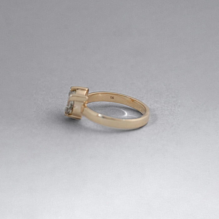 Antique Grey Cat Cut Lab Diamond Solitaire Ring