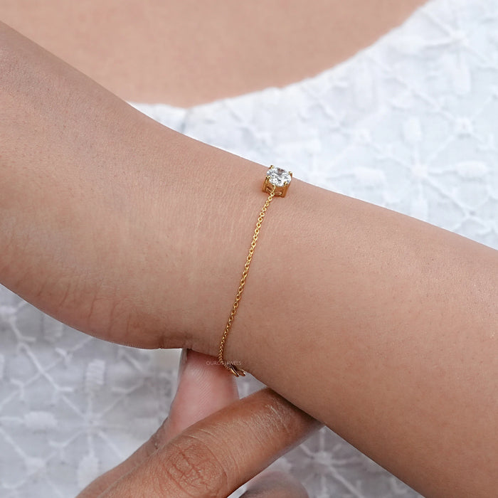 Oval Cut Lab Diamond Solitaire Chain Bracelet