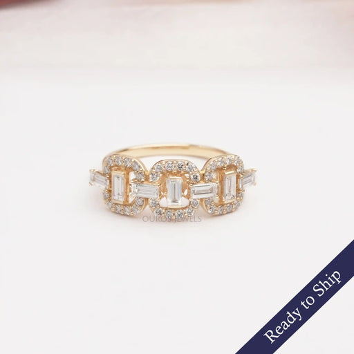 [Lab Diamond Baguette Chain Ring]-[Ouros Jewels]