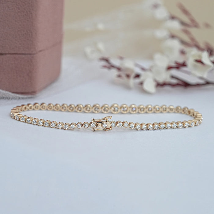Classic Round Bezel Lab Diamond Tennis Bracelet
