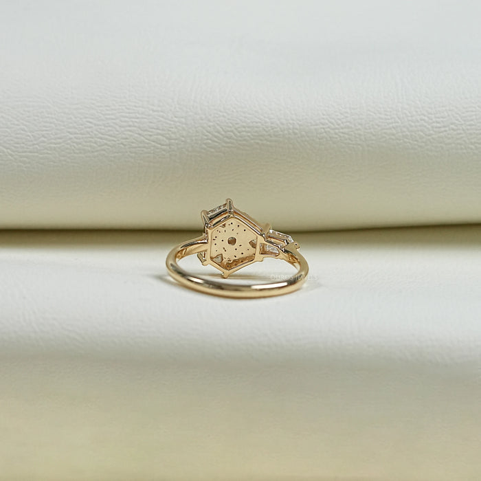 Step Cut Arrow And Round Lab Diamond Anniversary Ring