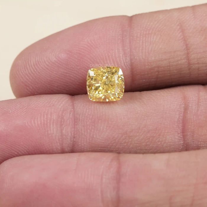 yellow colored cushion diamond 