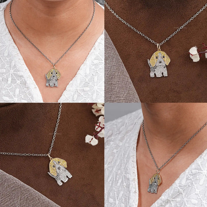 dog shaped diamond pendant