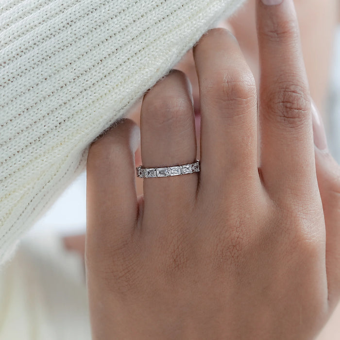 Criss Cut Eternity Wedding Band -East West Set