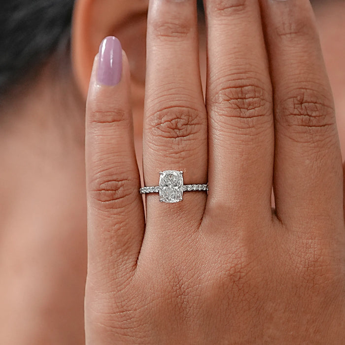 Cushion Lab Diamond Solitaire Accent Ring