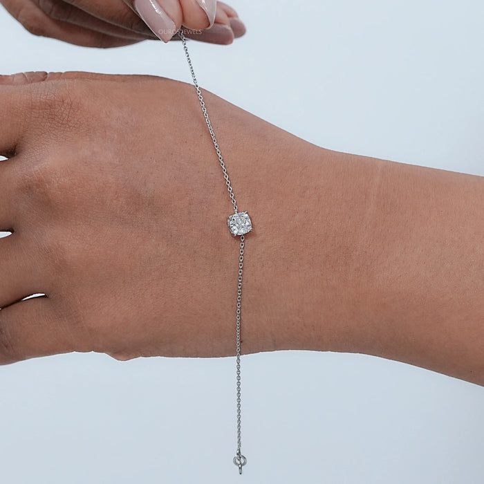 Cushion Cut Lab Grown Diamond Solitaire Bracelet