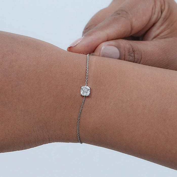 Cushion Cut Lab Grown Diamond Solitaire Bracelet