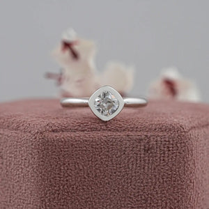 Bezel Set cushion diamond solitaire ring