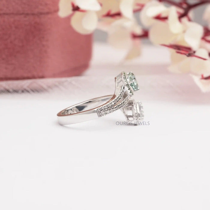 Two Stone Pear Cut Lab Diamond Bypass Ring