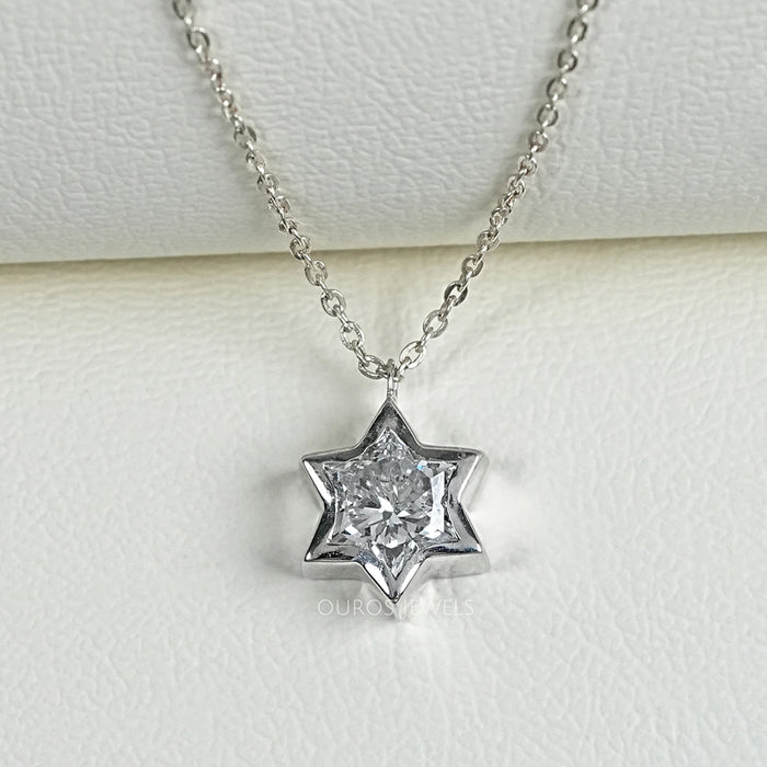 David Star Lab Diamond Bezel Set Solitaire Pendant