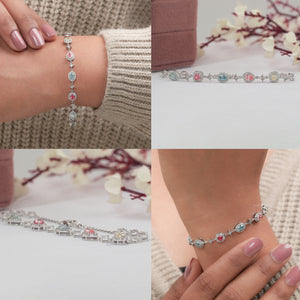 Collage of Multi Colored Lab Grown Diamond Bracelet 