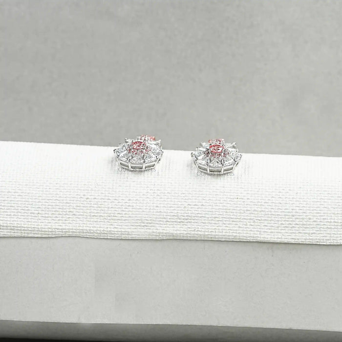 Pink Diamond Starburst Drop Earrings