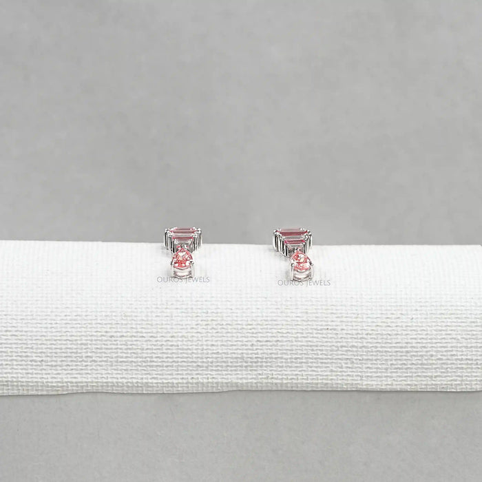 Pink Baguette Attentive Diamond Earrings