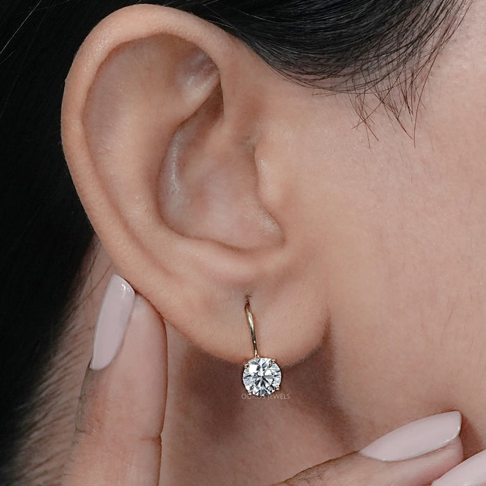 Round Diamond Solitaire Drop Earrings