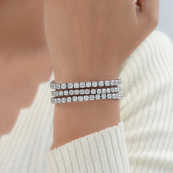 Round Shape Lab Grown Diamond Bracelet with 8.00 | 9.00 | 10.00 TCW