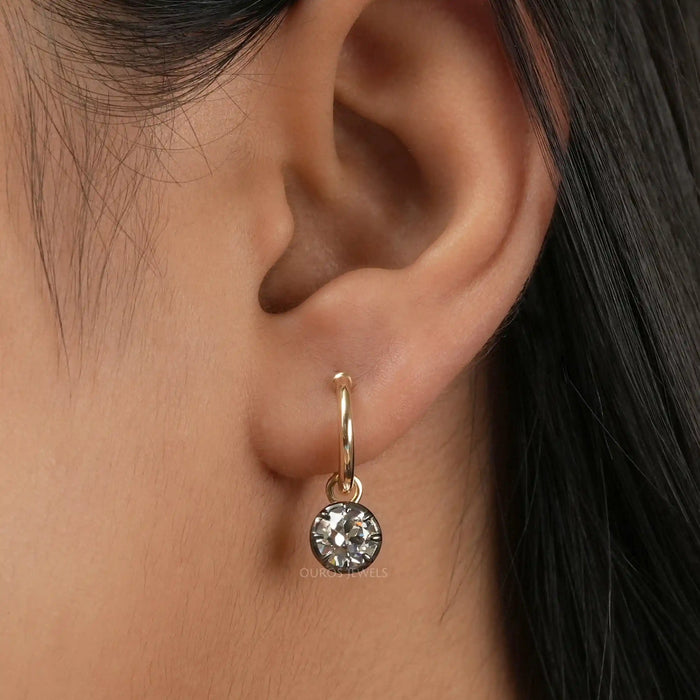Old European Round Cut Lab Diamond Lever Back Earrings