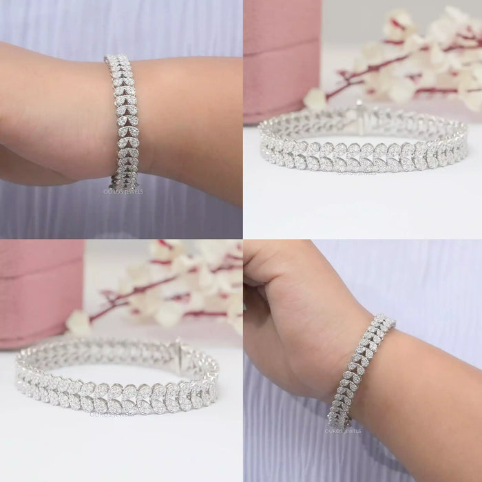 Rundes Labor Diamant Cluster Tennisarmband