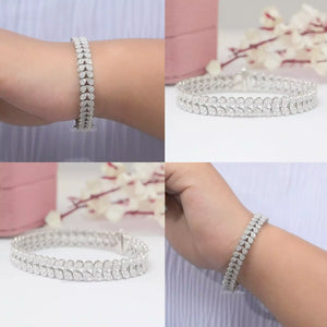 Rundes, im Labor hergestelltes Tennisarmband mit Diamantcluster