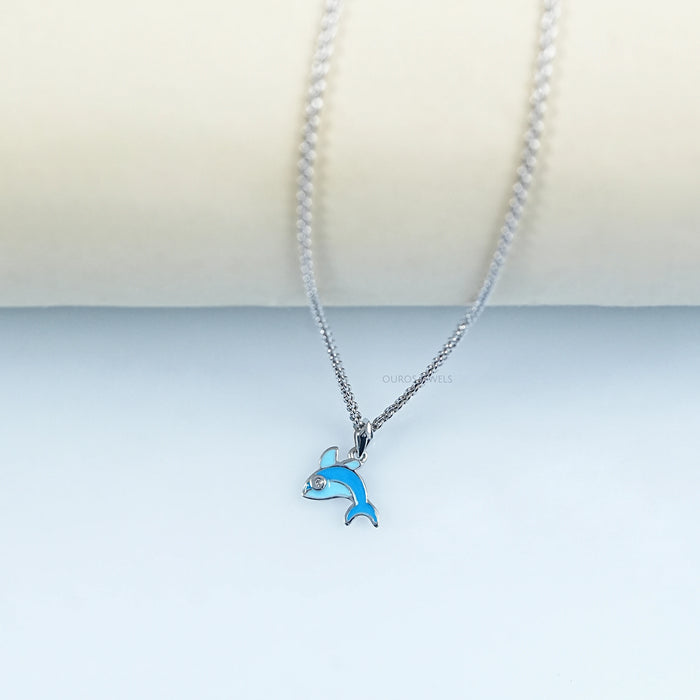 Blue Enamel Dolphin Charm Kids Pendant