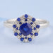 cushion cut sapphire diamond double halo engagement ring's front view