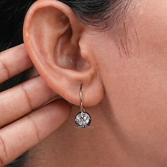 Old European Round Cut Diamond Drop Earrings
