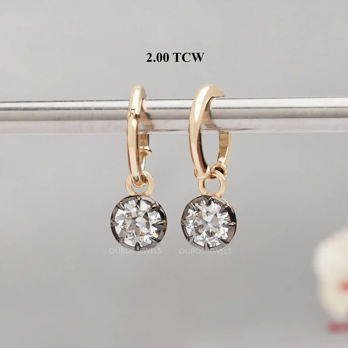 Old European Round Cut Lab Diamond Lever Back Earrings