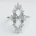 front view of dutch marquise cut semi mount halo cluster wedding ring