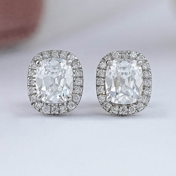 Alte Mine Cushion Schliff Halo Ohrringe
