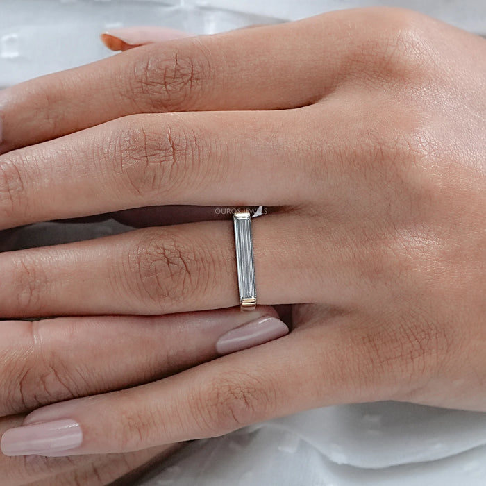 East West Baguette Lab Diamond Solitaire Ring