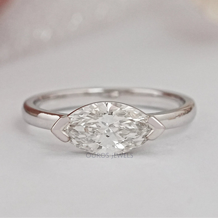 East-West Set Marquise Diamond Ring