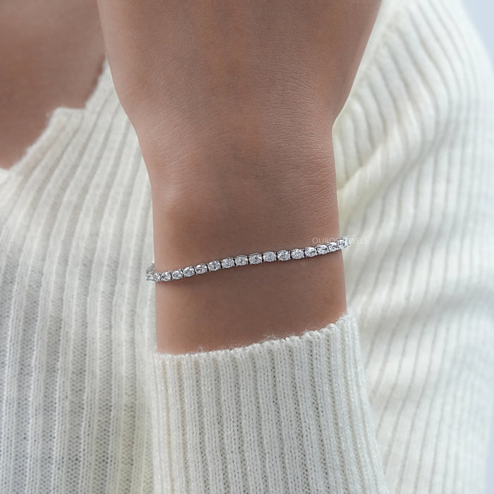 East West Oval Lab Diamond Tennis Bracelet