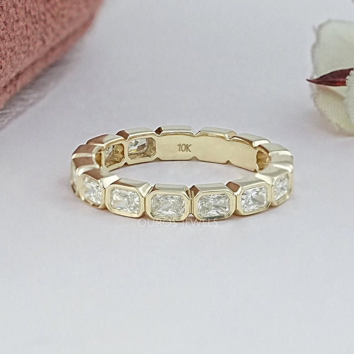 East West Radiant Lab Diamond Bezel Set Wedding Band