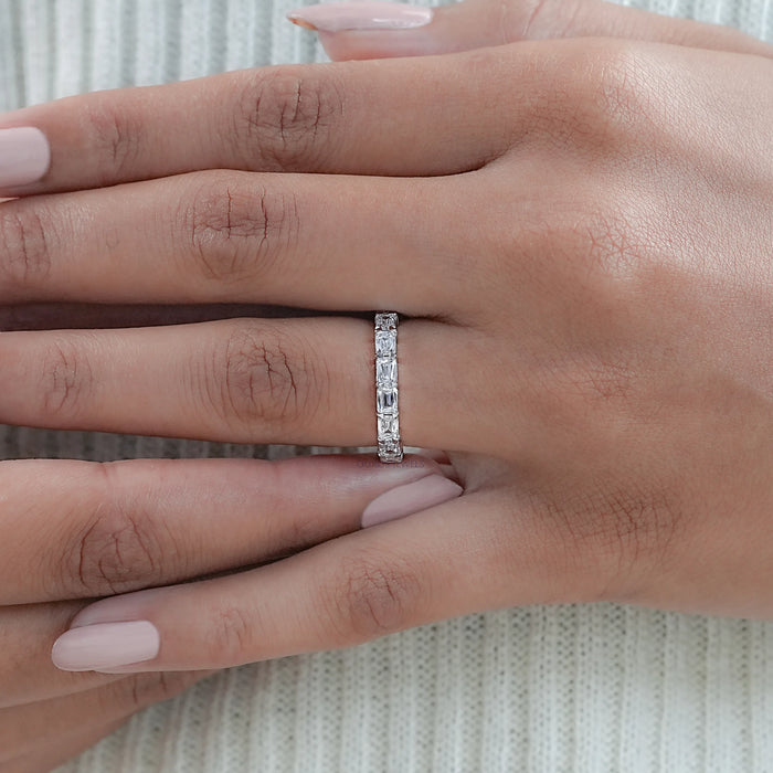 Criss Cut Eternity Wedding Band -East West Set