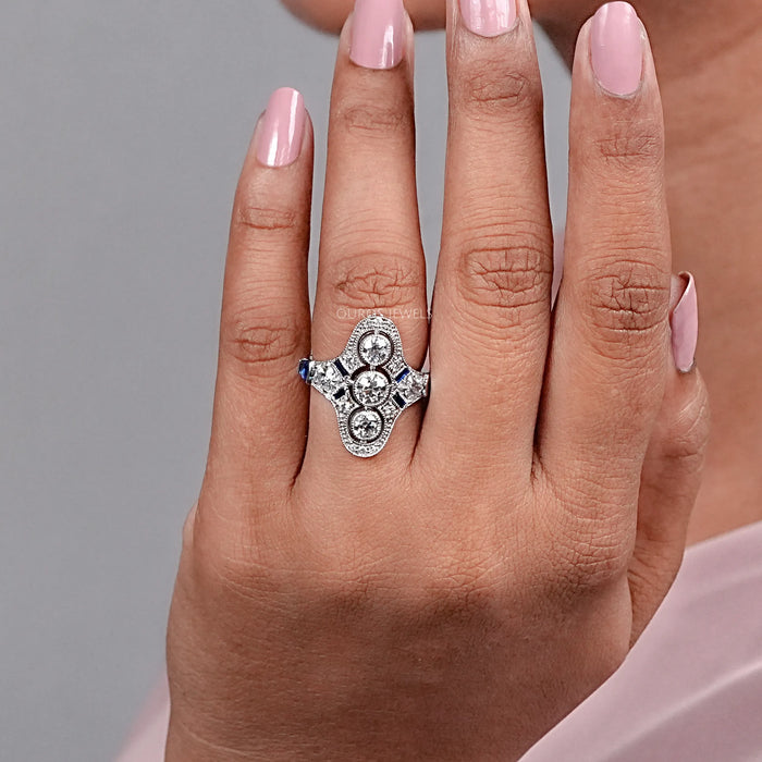 Art Deco Old European Round Cut Engagement Ring