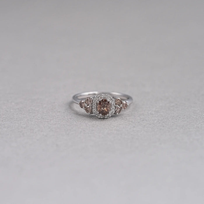 Fancy Cushion Cut Halo Brown Diamond Ring