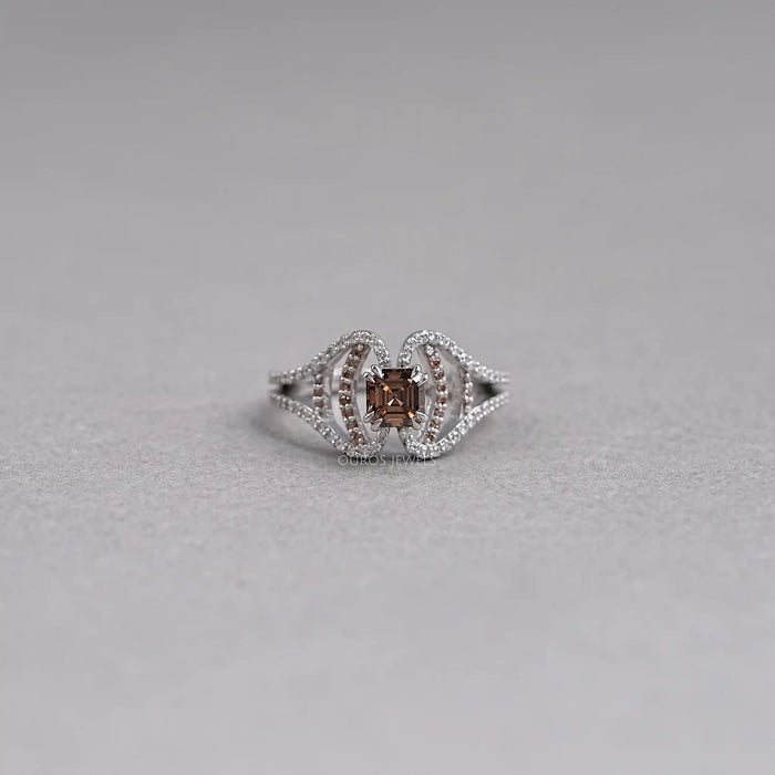 Asscher Cut Chocolate Diamond Ring