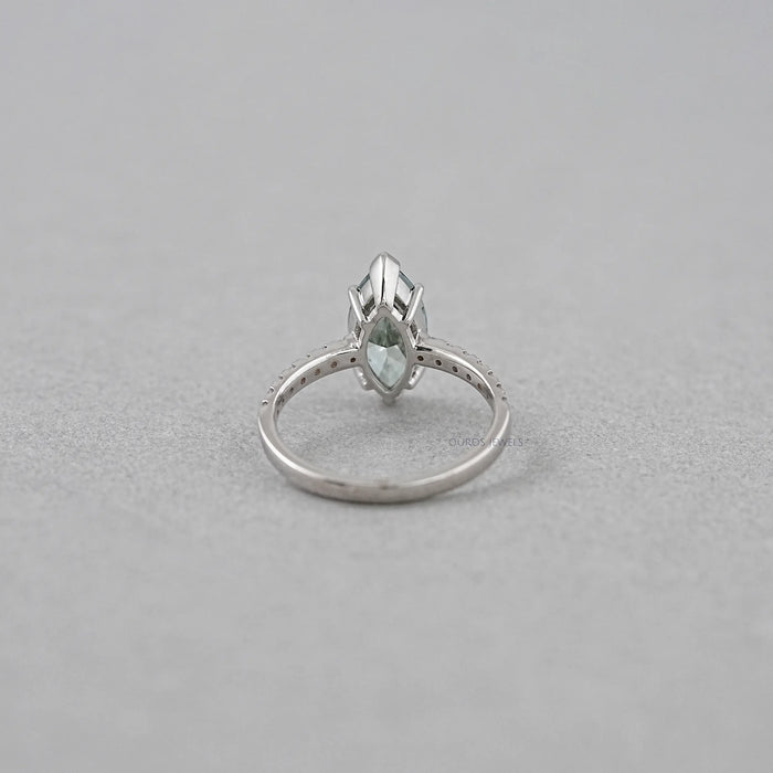 Green Marquise Lab Diamond Solitaire Accent  Ring