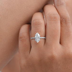 Marquise Cut Lab Grown Diamond Solitaire Accent Ring