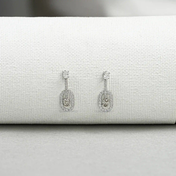 Elegant Oval Drop Earrings With Olive Oval-Cut Diamonds