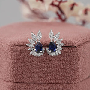 sapphire and diamond cluster earrings 