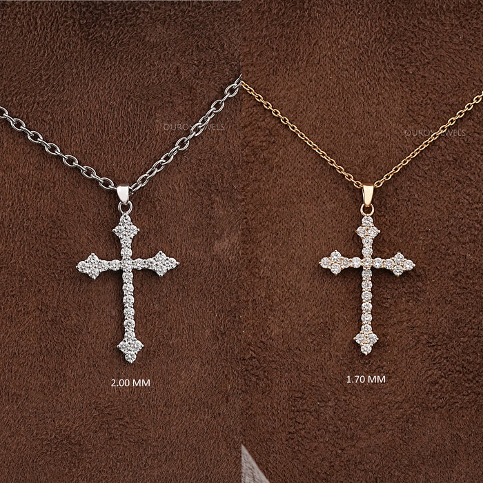 Round Lab Grown Diamond Cross Pendant 