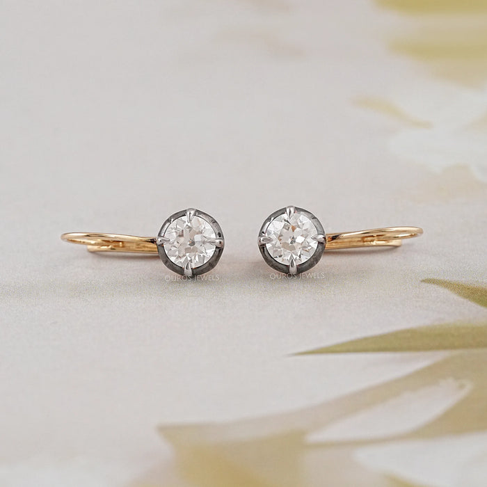 Old European Round Cut Diamond Drop Earrings