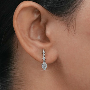 Step Cut Shield Diamond Dangle Earrings