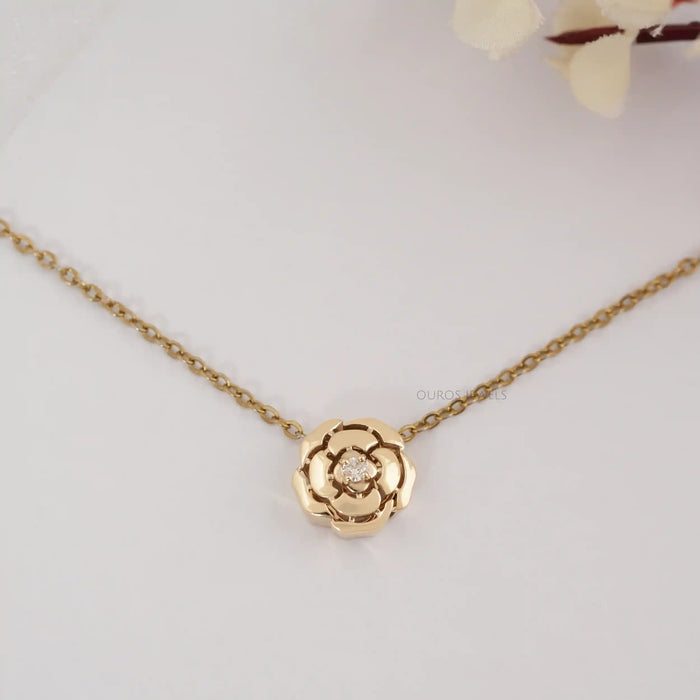 Chanel Camellia Flower Round Diamond Necklace