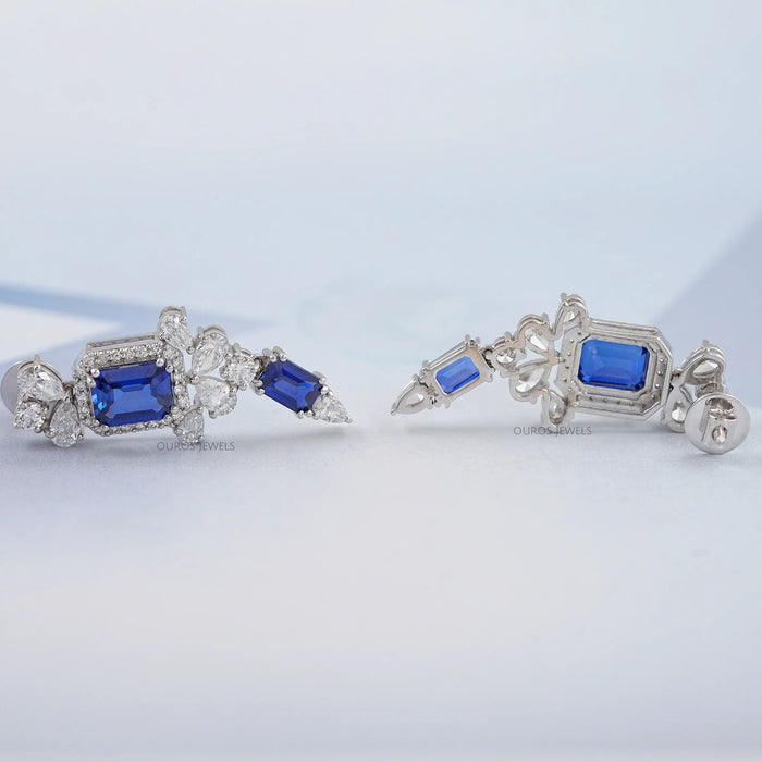 Blue Sapphire Gemstone Drop Earrings